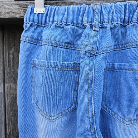 Girls Ruffle Flare Distressed Jeans - Blue 8Y - Picture 12 of 16